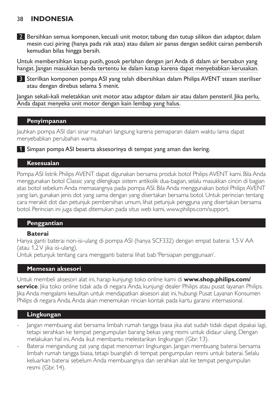 Philips AVENT Extractor eléctrico sencillo Comfort User Manual | Page 38 / 122