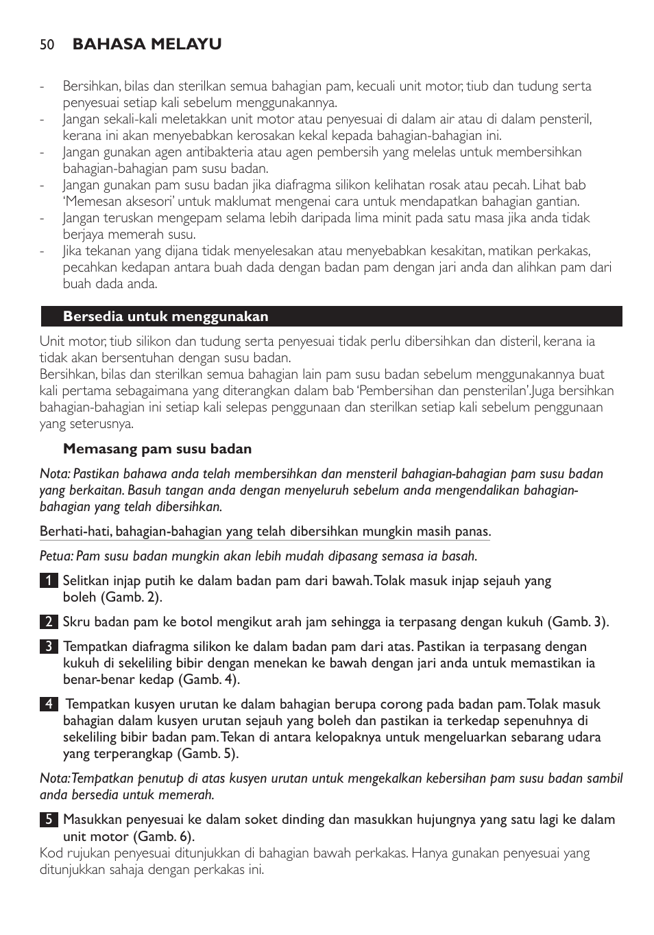 Philips AVENT Extractor eléctrico sencillo Comfort User Manual | Page 50 / 122