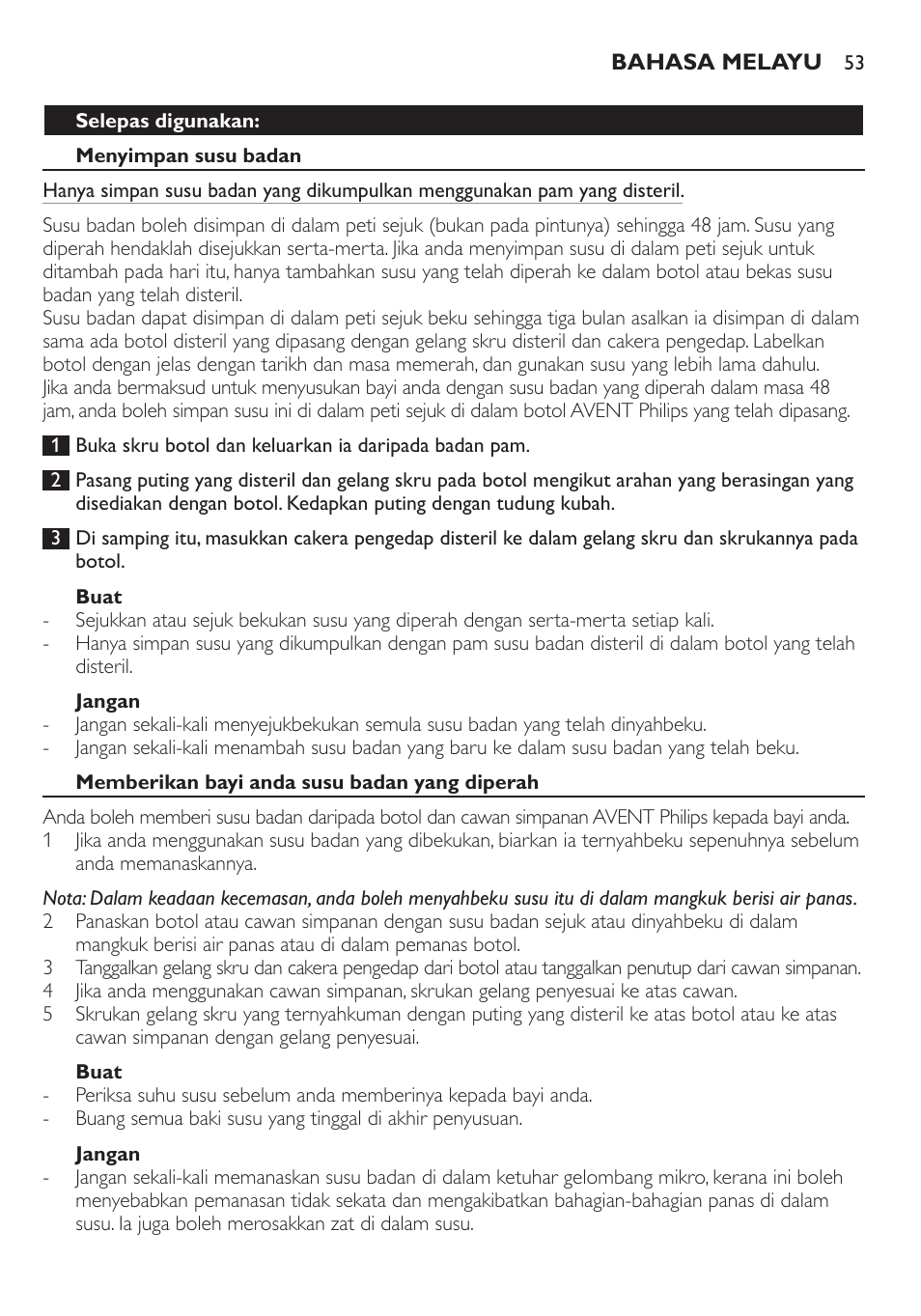 Philips AVENT Extractor eléctrico sencillo Comfort User Manual | Page 53 / 122