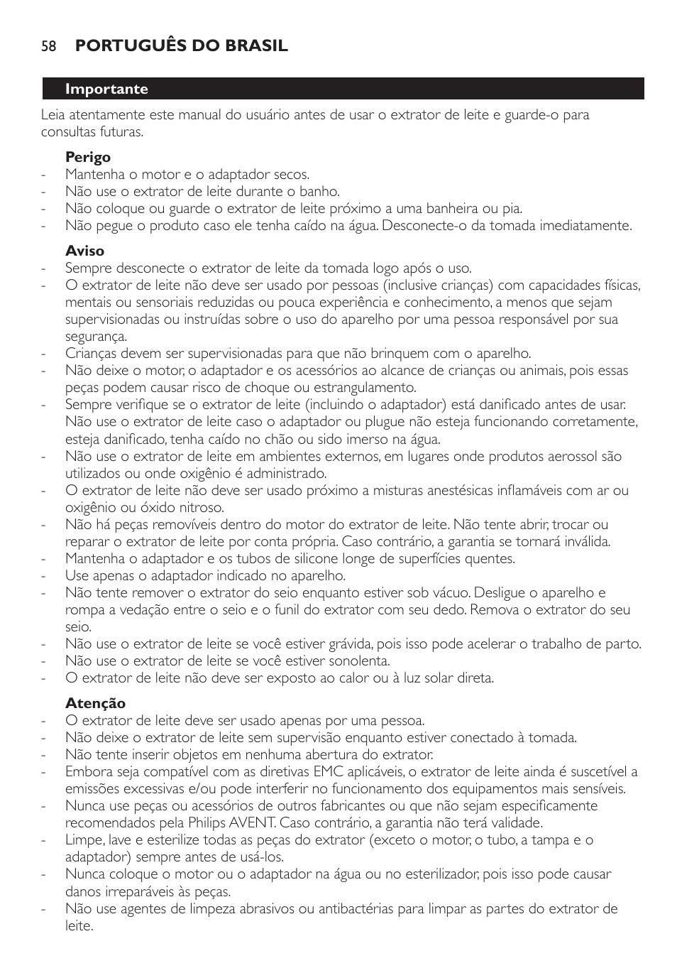 Philips AVENT Extractor eléctrico sencillo Comfort User Manual | Page 58 / 122