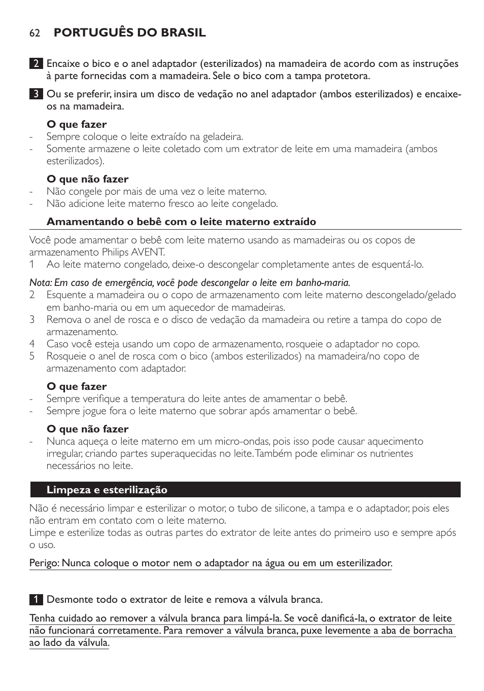 Philips AVENT Extractor eléctrico sencillo Comfort User Manual | Page 62 / 122