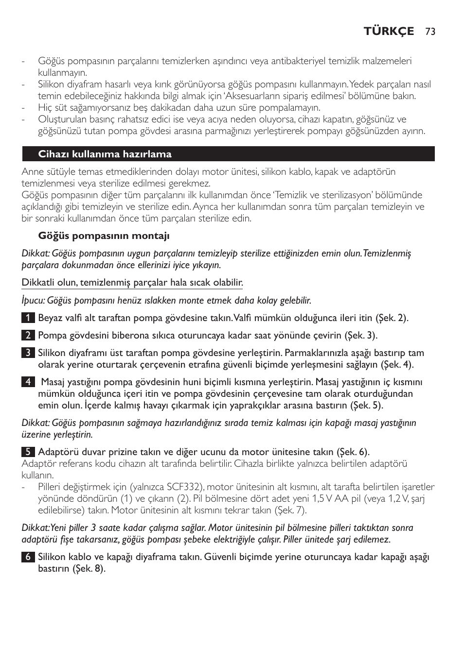 Philips AVENT Extractor eléctrico sencillo Comfort User Manual | Page 73 / 122