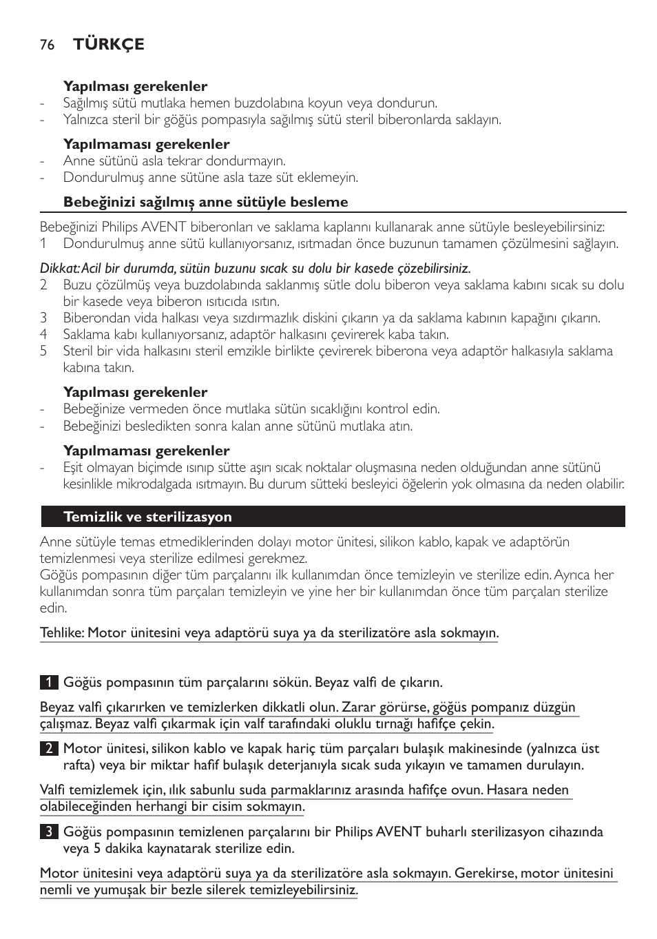 Philips AVENT Extractor eléctrico sencillo Comfort User Manual | Page 76 / 122