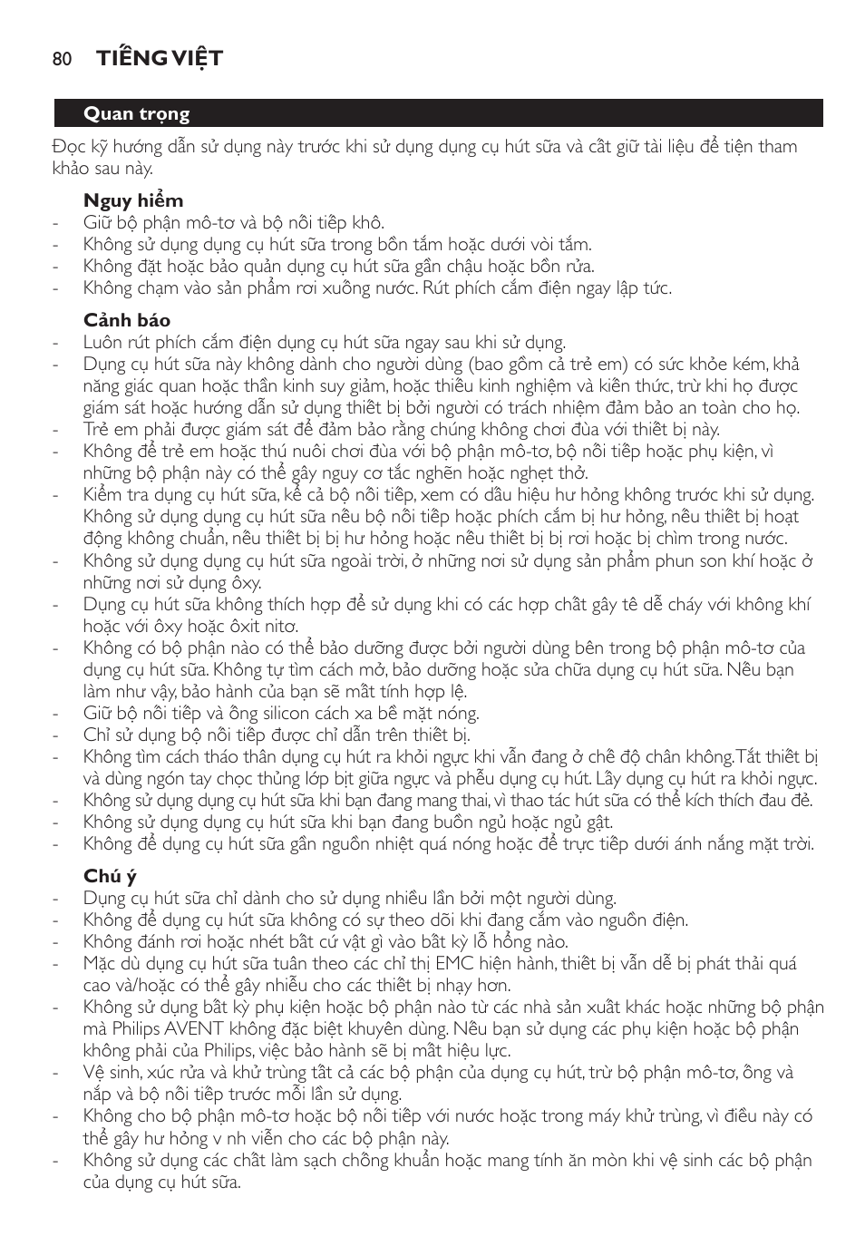 Philips AVENT Extractor eléctrico sencillo Comfort User Manual | Page 80 / 122