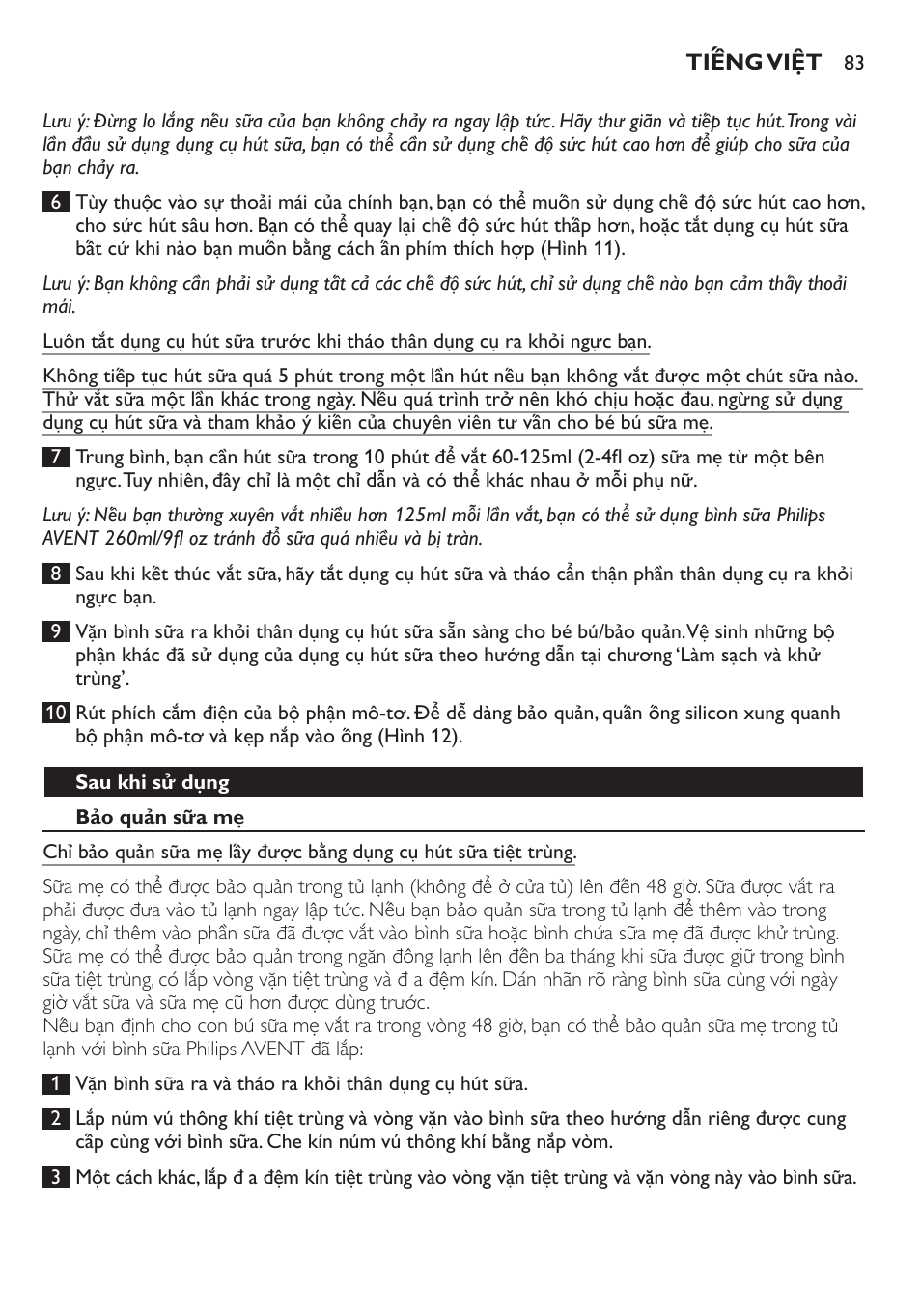 Philips AVENT Extractor eléctrico sencillo Comfort User Manual | Page 83 / 122