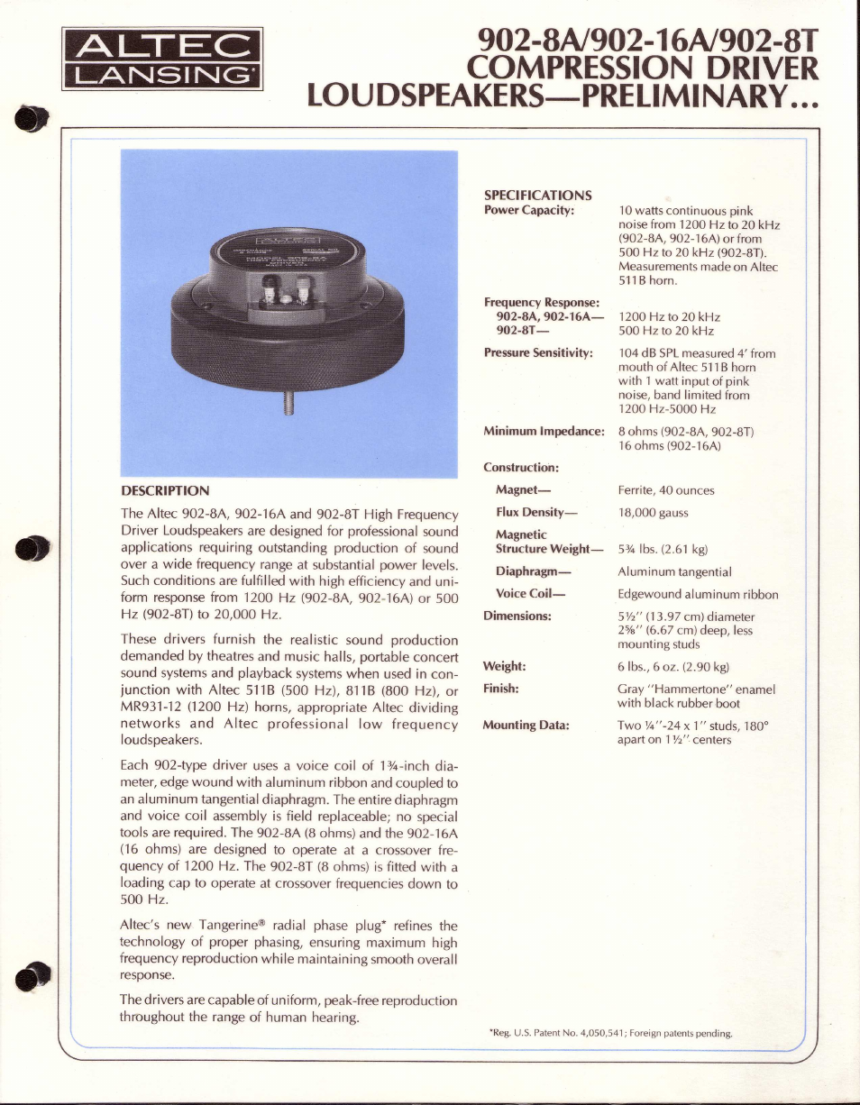 Altec Lansing 902-8T User Manual | 2 pages