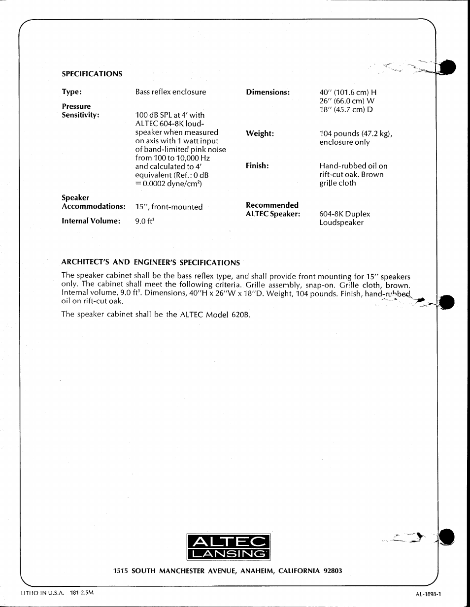 Altec Lansing 620B User Manual | Page 2 / 2