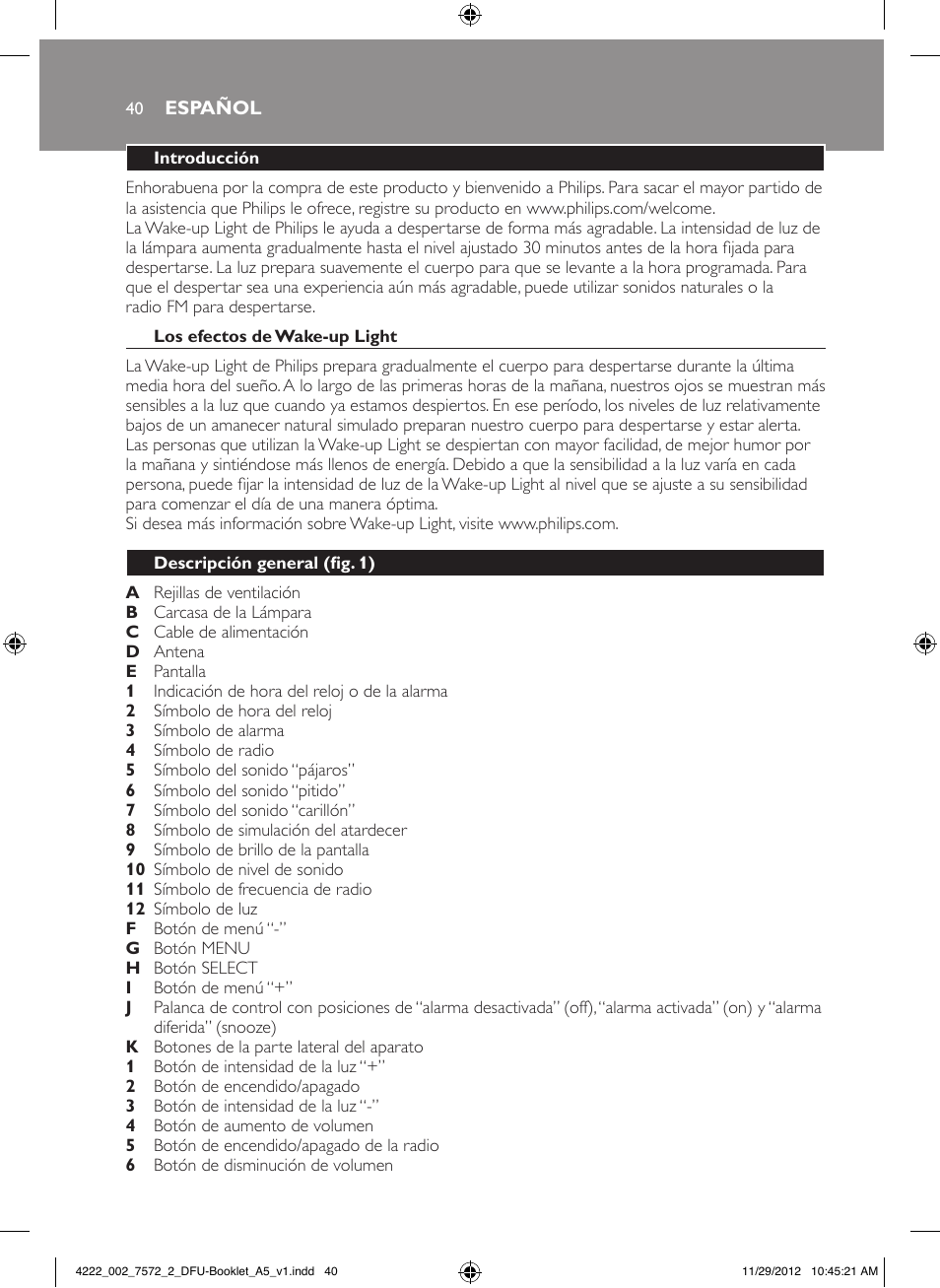 Philips Wake-up Light User Manual | Page 40 / 120