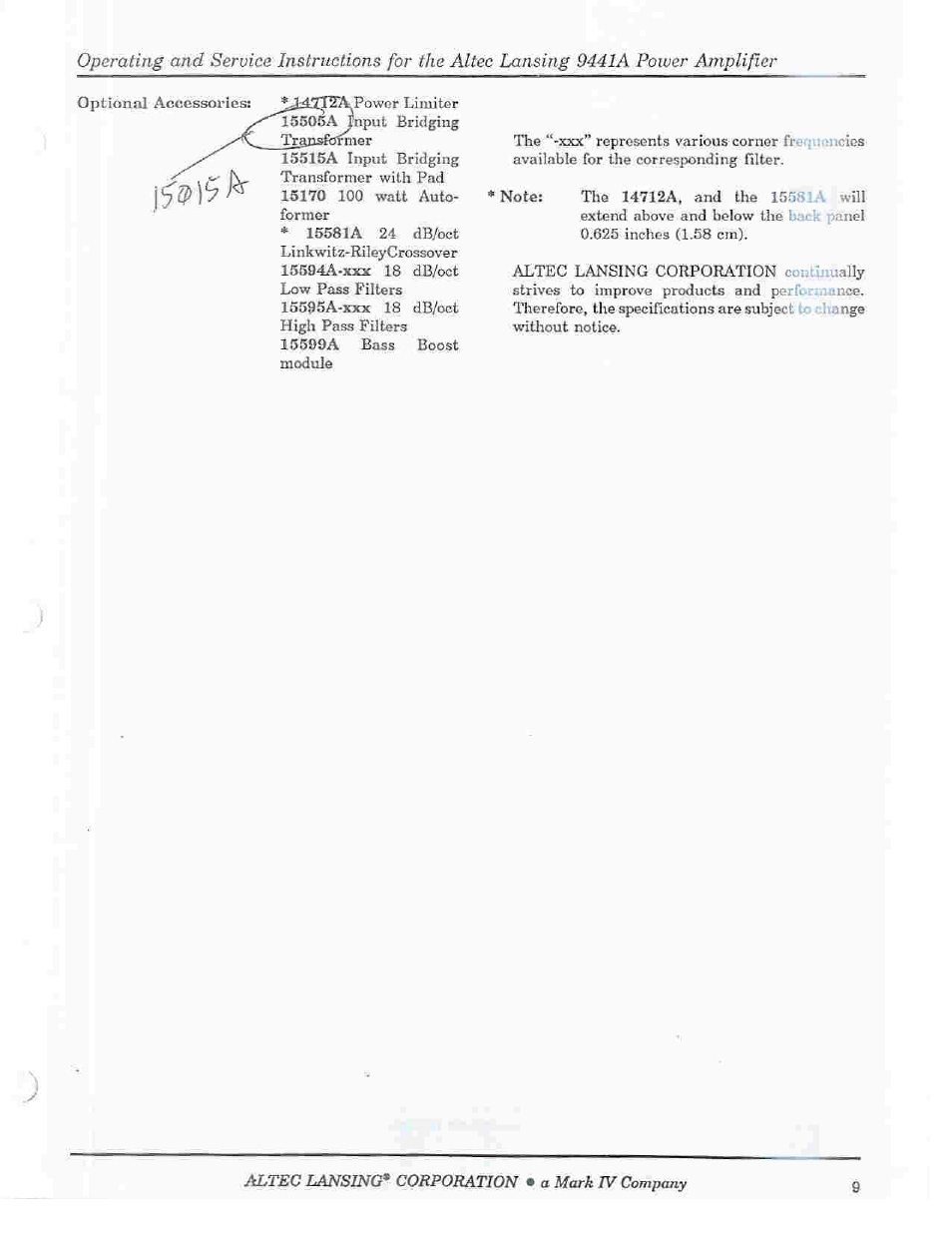 Altec Lansing 9441A User Manual | Page 11 / 20