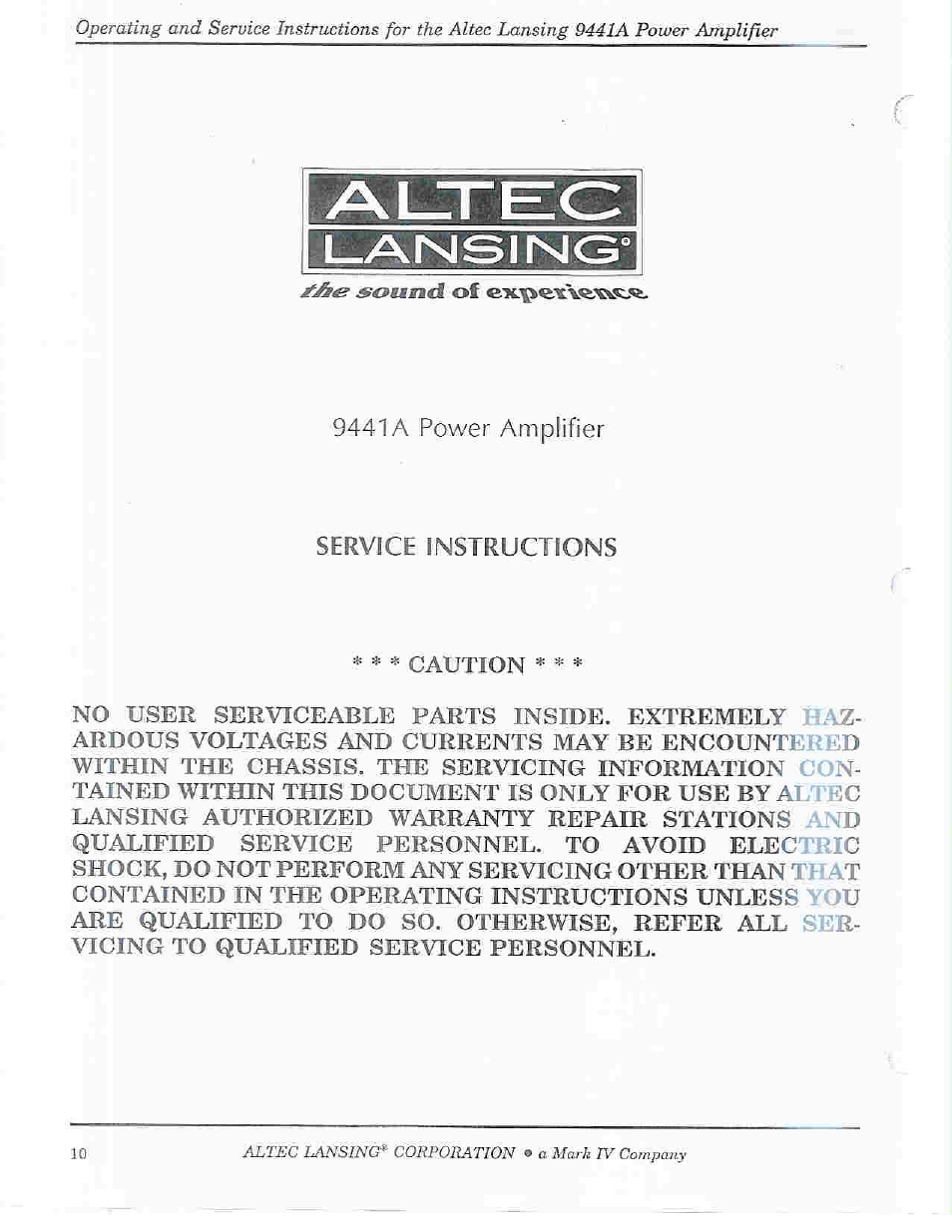 Altec Lansing 9441A User Manual | Page 12 / 20