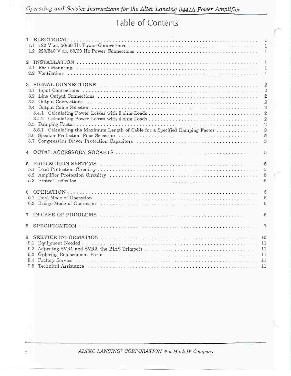 Altec Lansing 9441A User Manual | Page 2 / 20