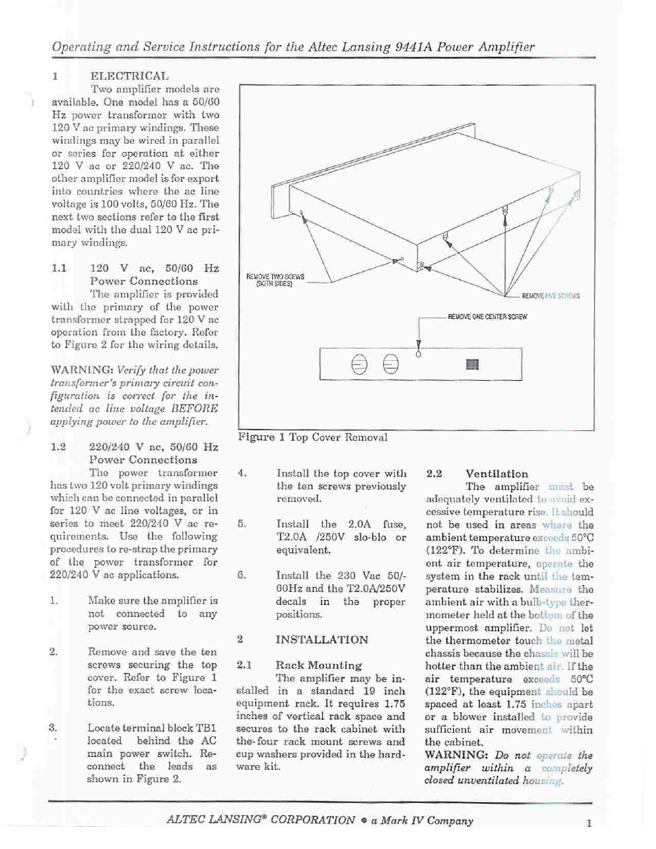 Altec Lansing 9441A User Manual | Page 3 / 20