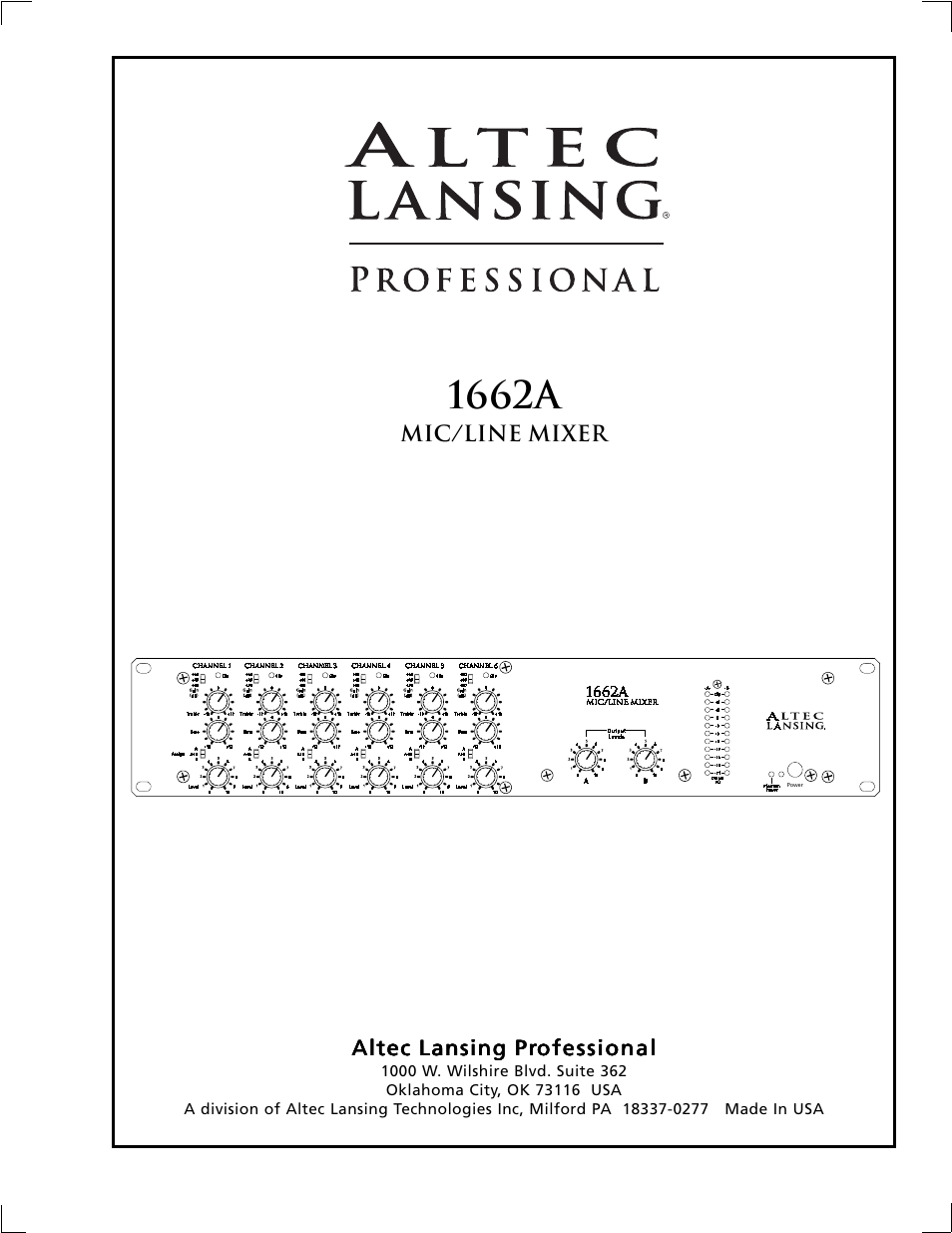 Altec Lansing 1662A User Manual | 12 pages