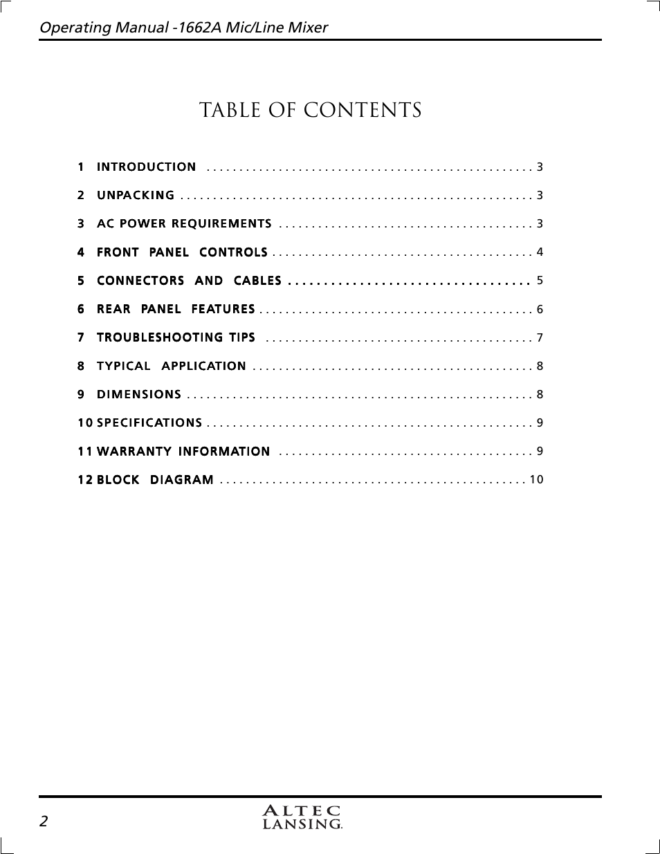 Altec Lansing 1662A User Manual | Page 2 / 12