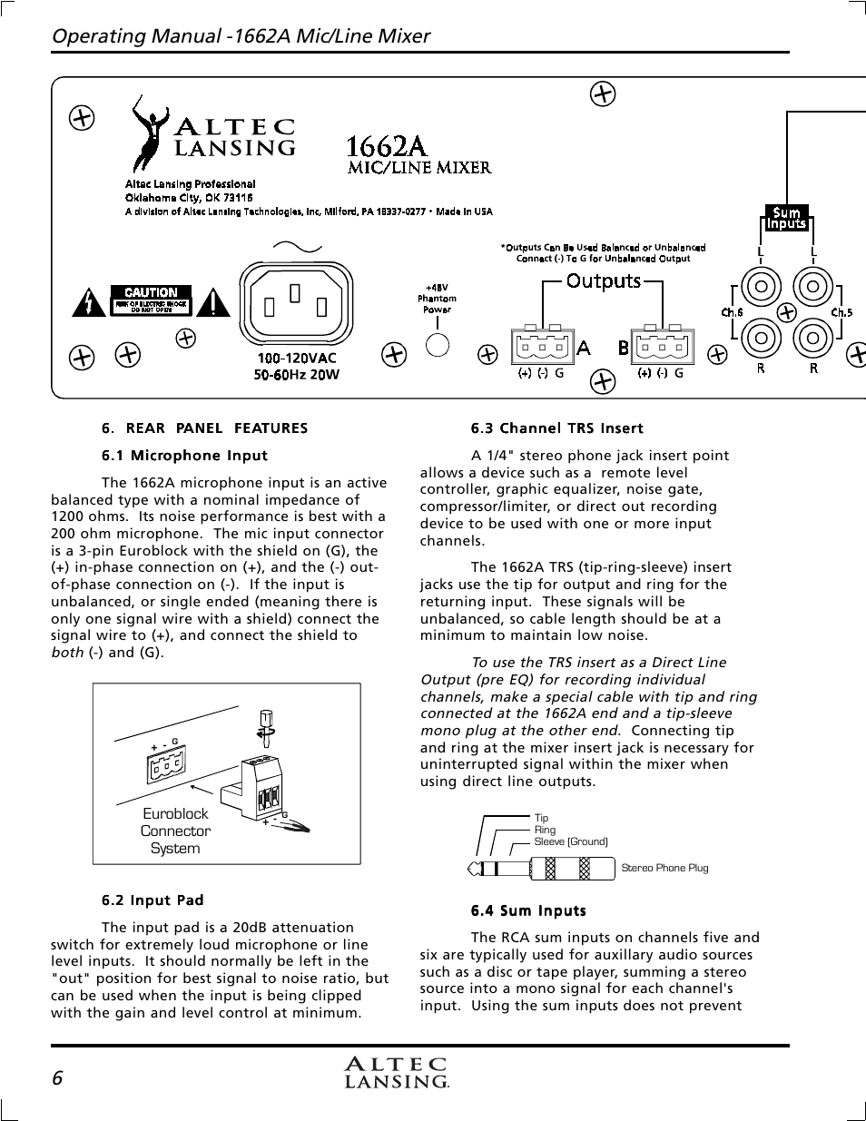 Altec Lansing 1662A User Manual | Page 6 / 12