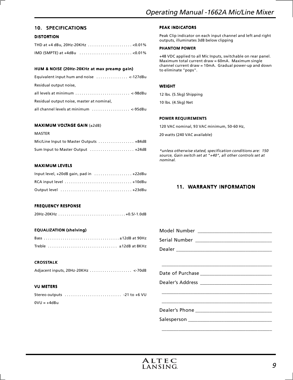 Altec Lansing 1662A User Manual | Page 9 / 12
