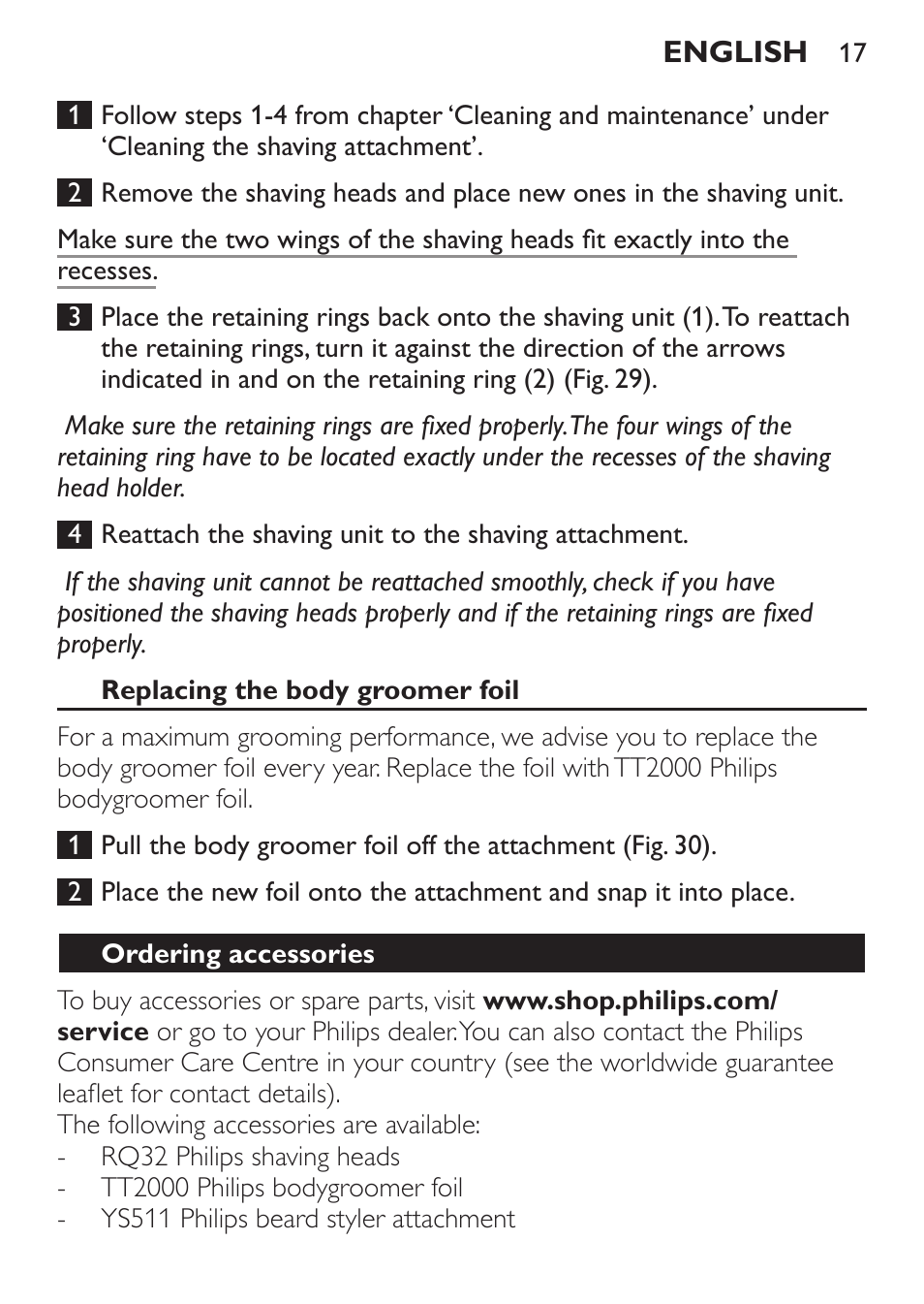 Philips Click&Style afeitado y arreglo personal User Manual | Page 17 / 228