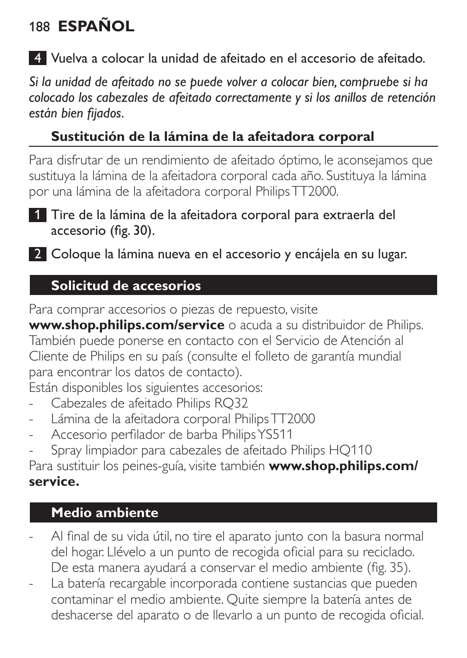 Philips Click&Style afeitado y arreglo personal User Manual | Page 188 / 228