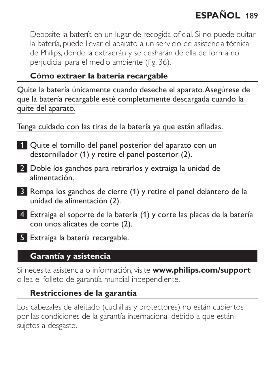Philips Click&Style afeitado y arreglo personal User Manual | Page 189 / 228