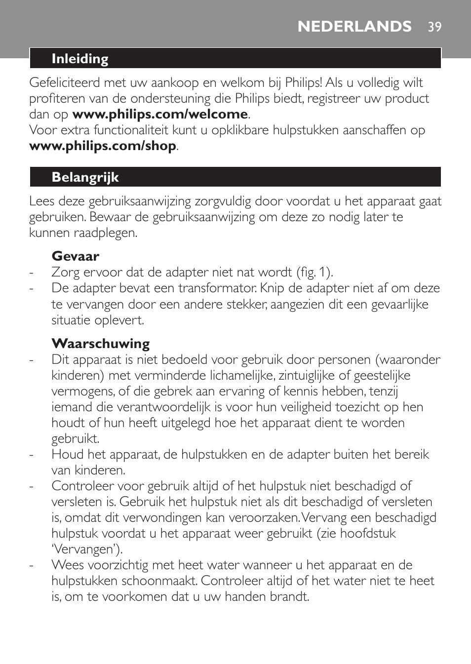 Nederlands, Nederlands 3 | Philips Click&Style afeitado y arreglo personal User Manual | Page 39 / 228