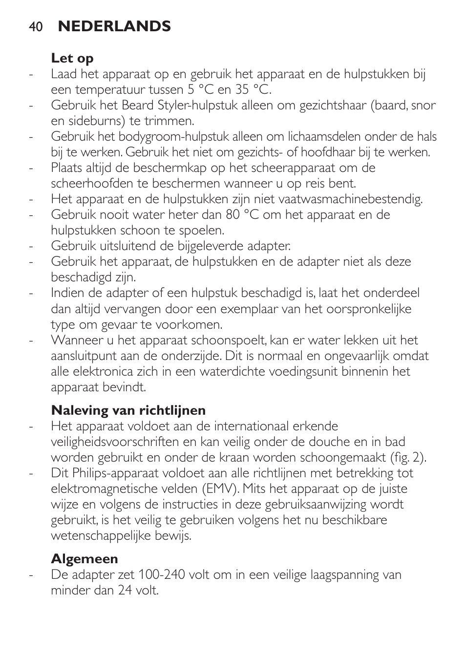 Philips Click&Style afeitado y arreglo personal User Manual | Page 40 / 228