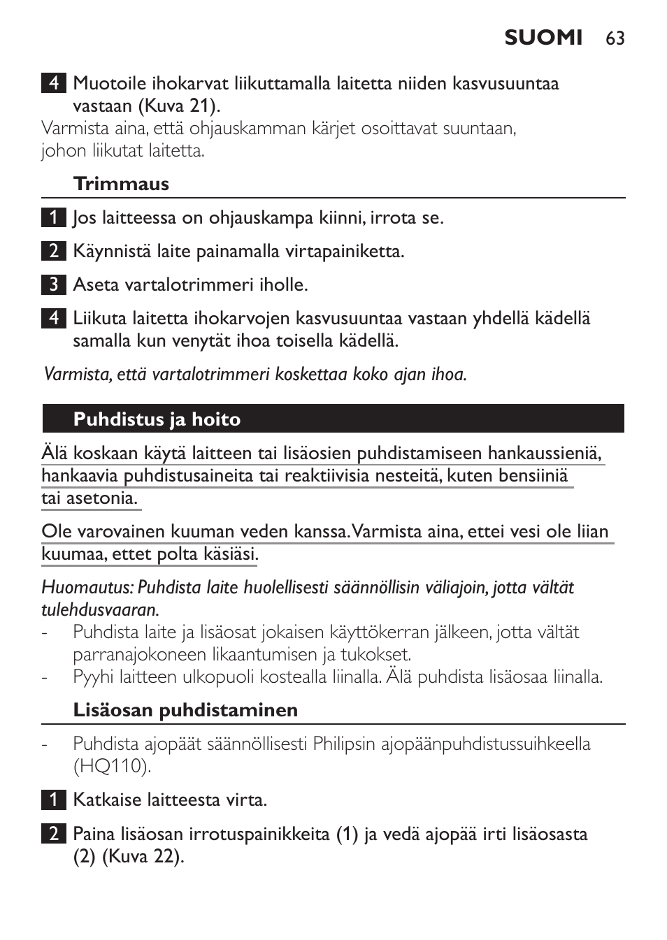 Philips Click&Style afeitado y arreglo personal User Manual | Page 63 / 228