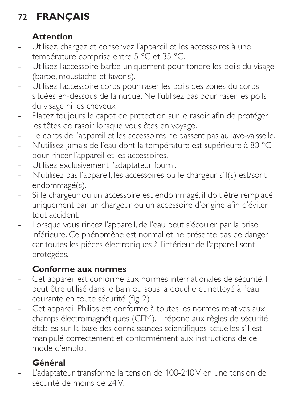 Philips Click&Style afeitado y arreglo personal User Manual | Page 72 / 228