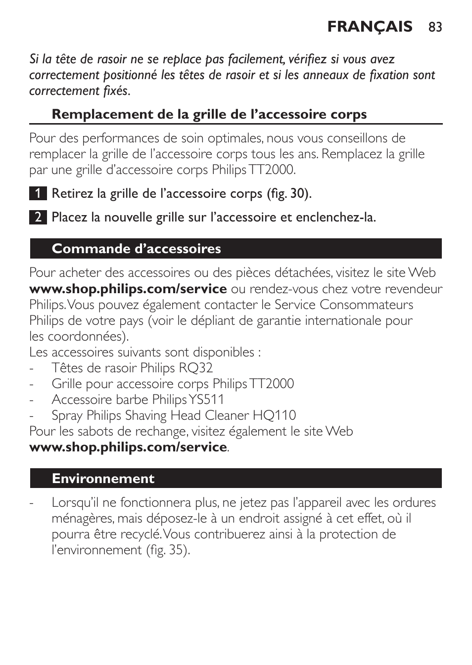 Philips Click&Style afeitado y arreglo personal User Manual | Page 83 / 228