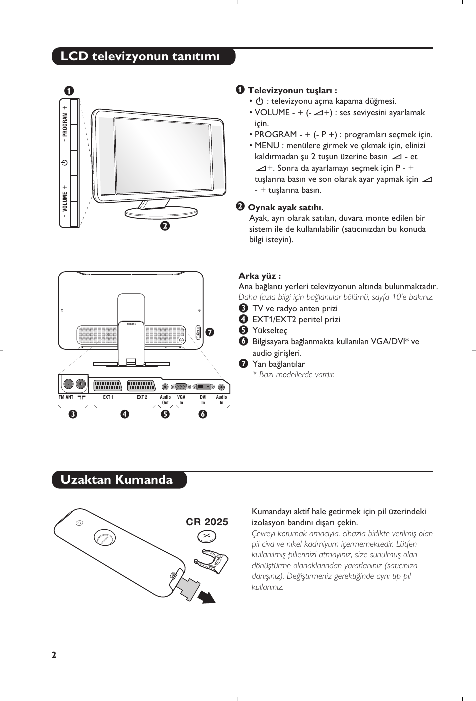 Lcd televizyonun tan›t›m› uzaktan kumanda, Cr 2025 | Philips Matchline Flat TV User Manual | Page 110 / 120