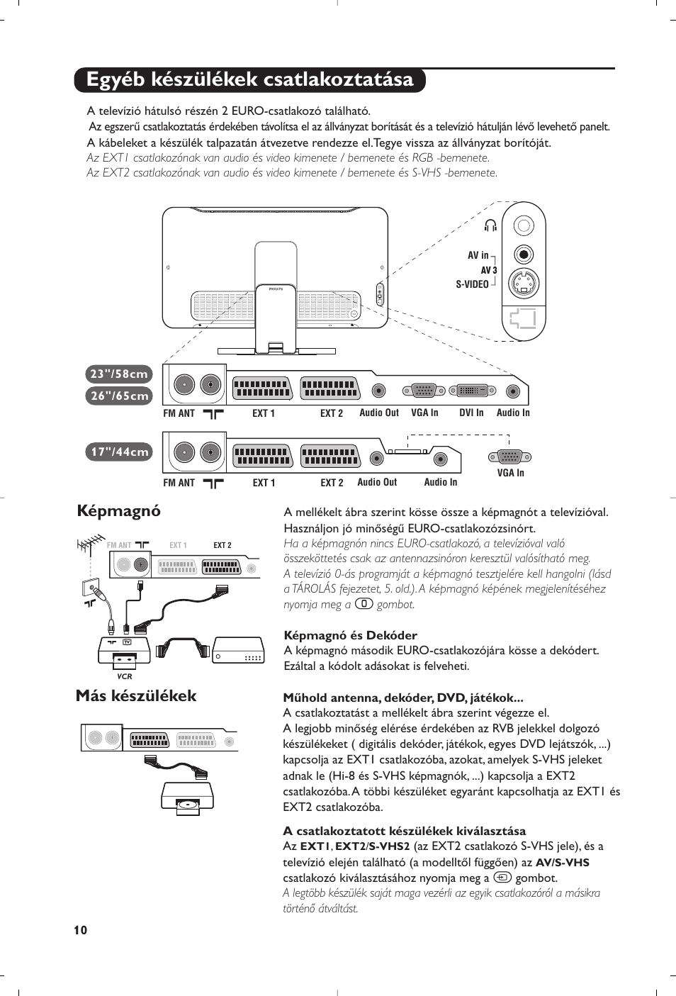 Egyéb készülékek csatlakoztatása, Képmagnó, Más készülékek | Philips Matchline Flat TV User Manual | Page 46 / 120