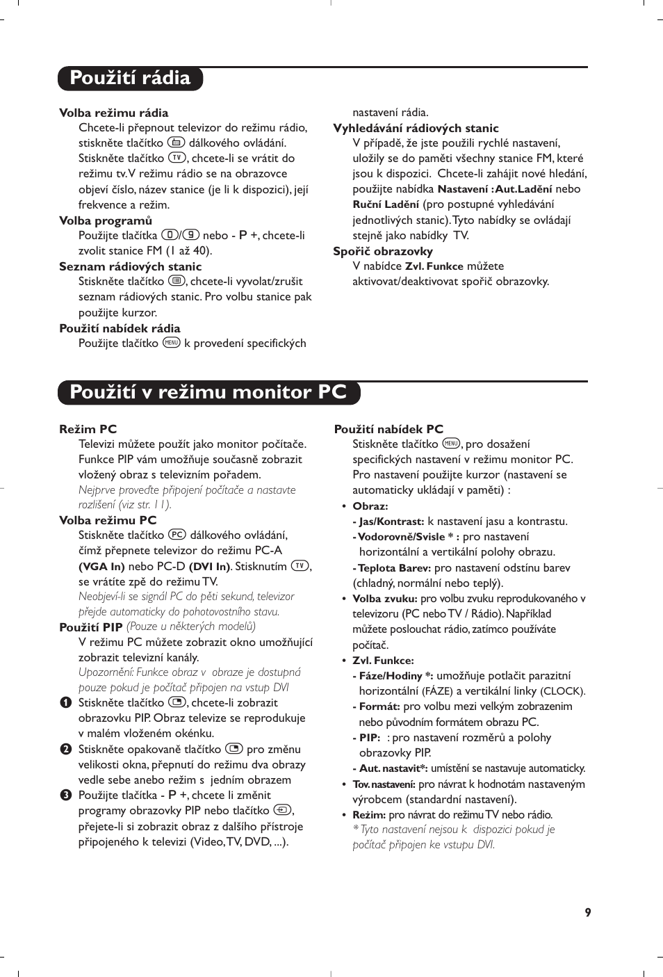 Použití rádia použití v režimu monitor pc | Philips Matchline Flat TV User Manual | Page 81 / 120