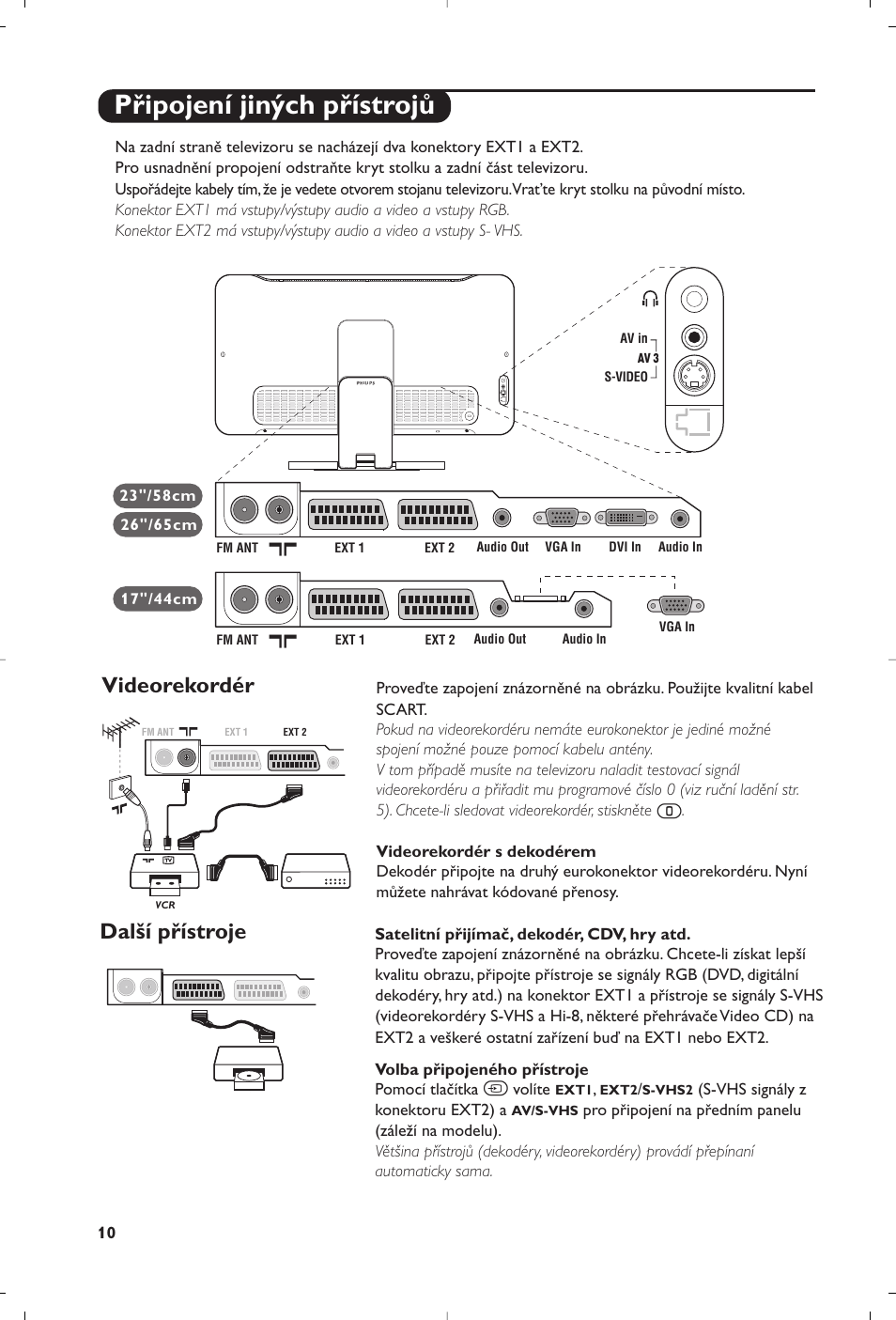 Připojení jiných přístrojů, Videorekordér, Další přístroje | Philips Matchline Flat TV User Manual | Page 82 / 120