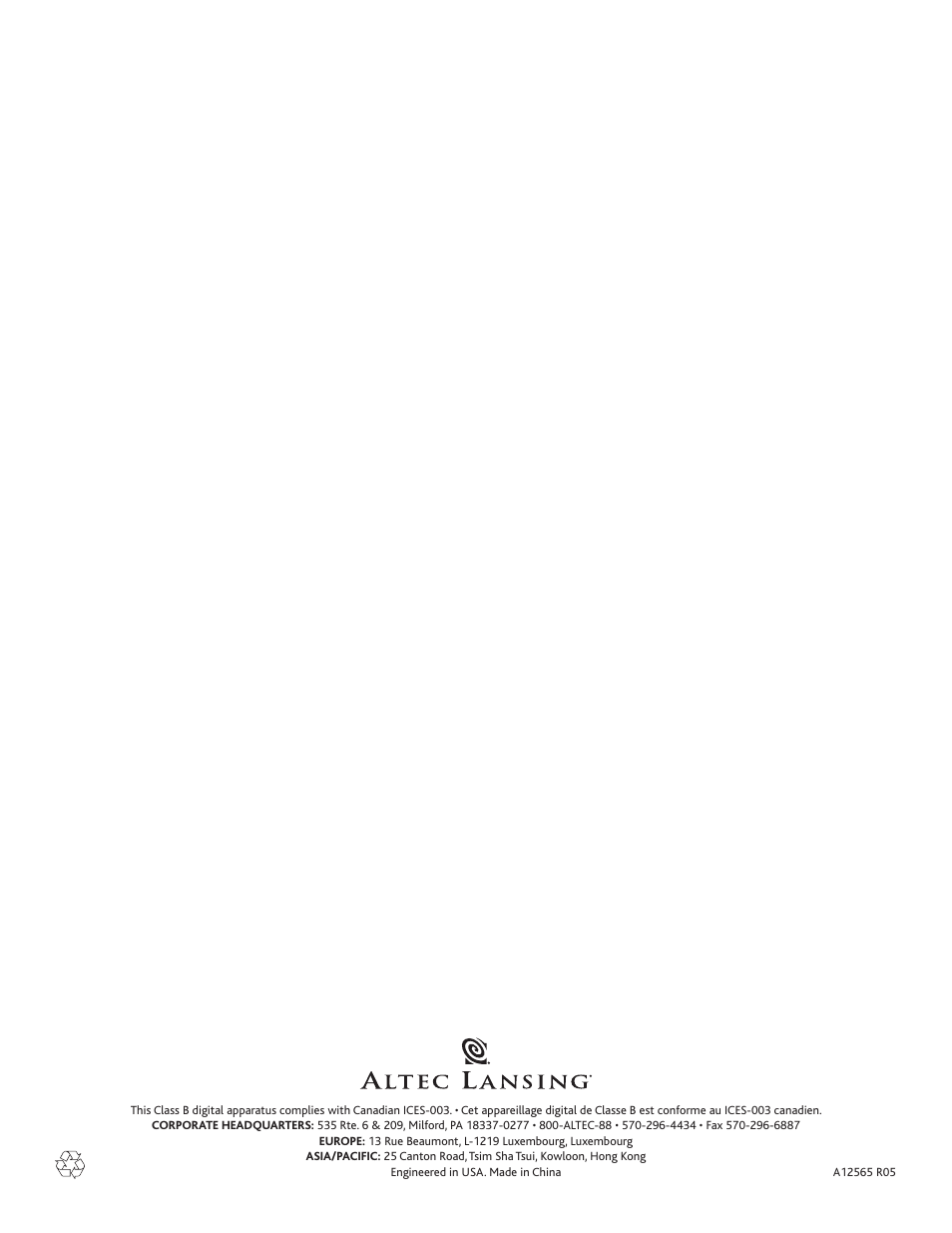 Altec Lansing inMotion IM414 User Manual | Page 12 / 12