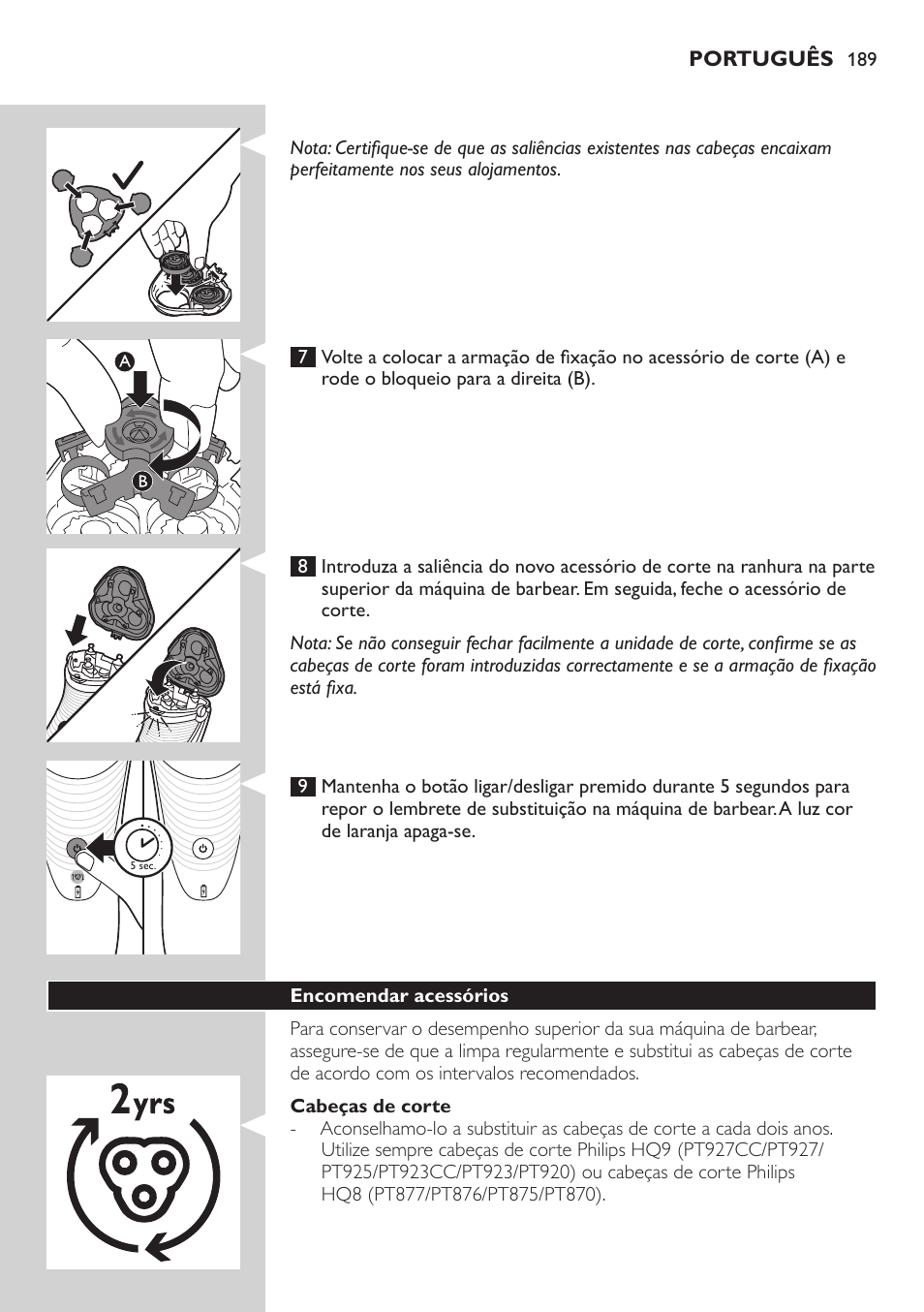 Philips SHAVER Series 5000 afeitadora eléctrica en seco User Manual | Page 189 / 230