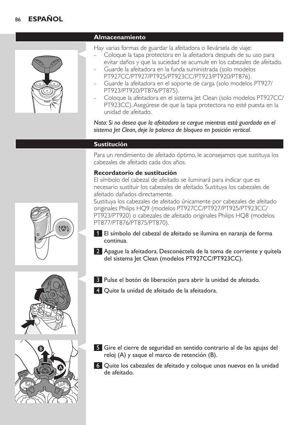 Philips SHAVER Series 5000 afeitadora eléctrica en seco User Manual | Page 86 / 230