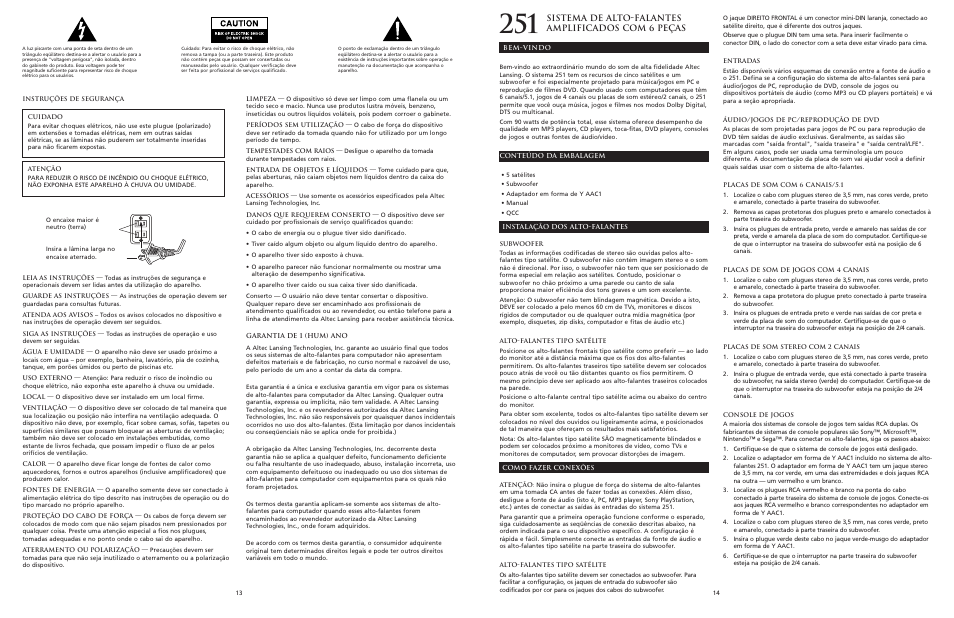 Sistema de alto-falantes amplificados com 6 peças | Altec Lansing 251 User Manual | Page 8 / 10