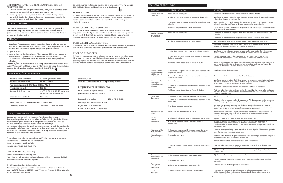 Altec Lansing 251 User Manual | Page 9 / 10