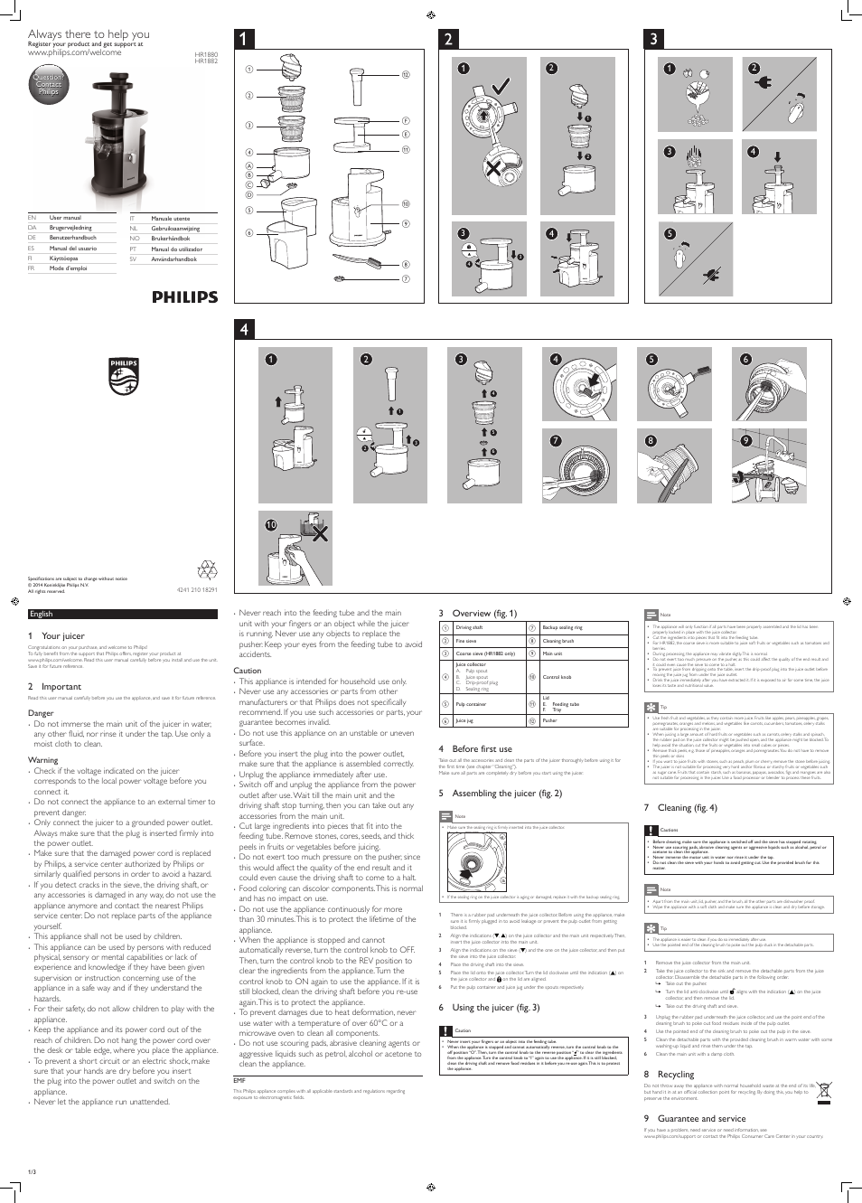 Philips Avance Collection Licuadora User Manual | 6 pages