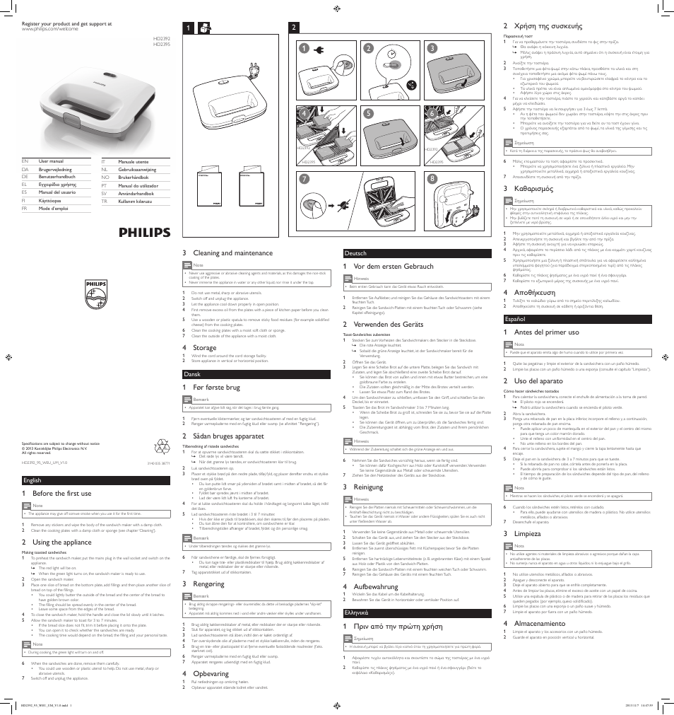 Philips Daily Collection Sandwichera User Manual | 2 pages