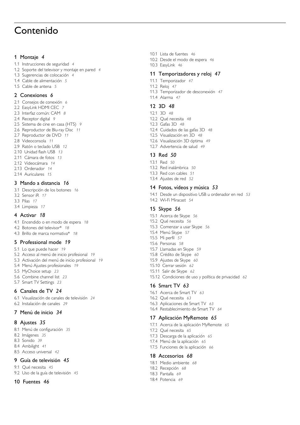 Philips Televisor LED Profesional User Manual | Page 2 / 89