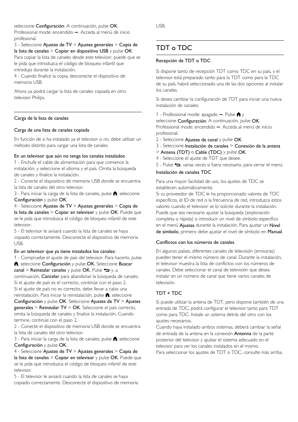 Tdt o tdc | Philips Televisor LED Profesional User Manual | Page 31 / 89