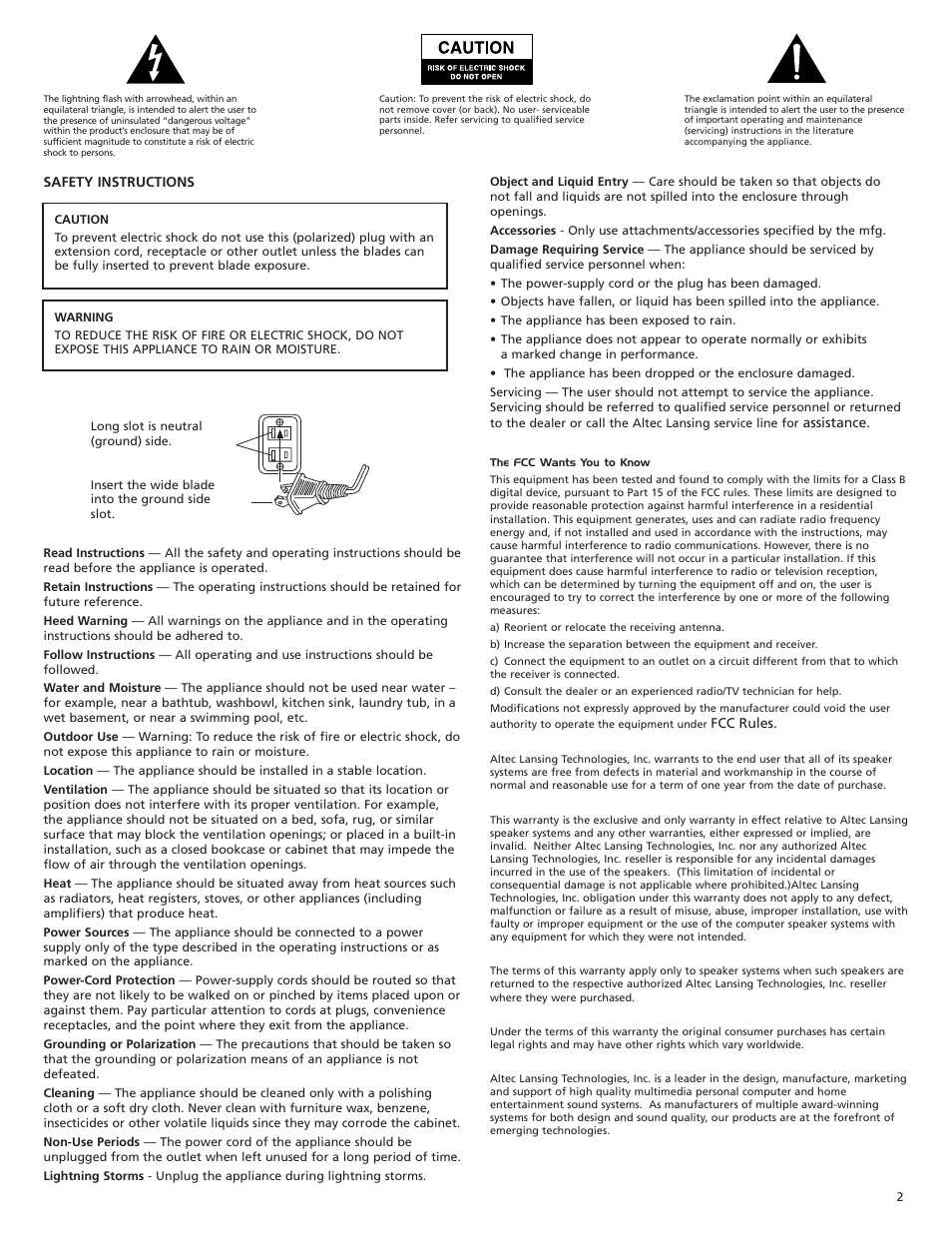 Altec Lansing 2100 User Manual | Page 3 / 7