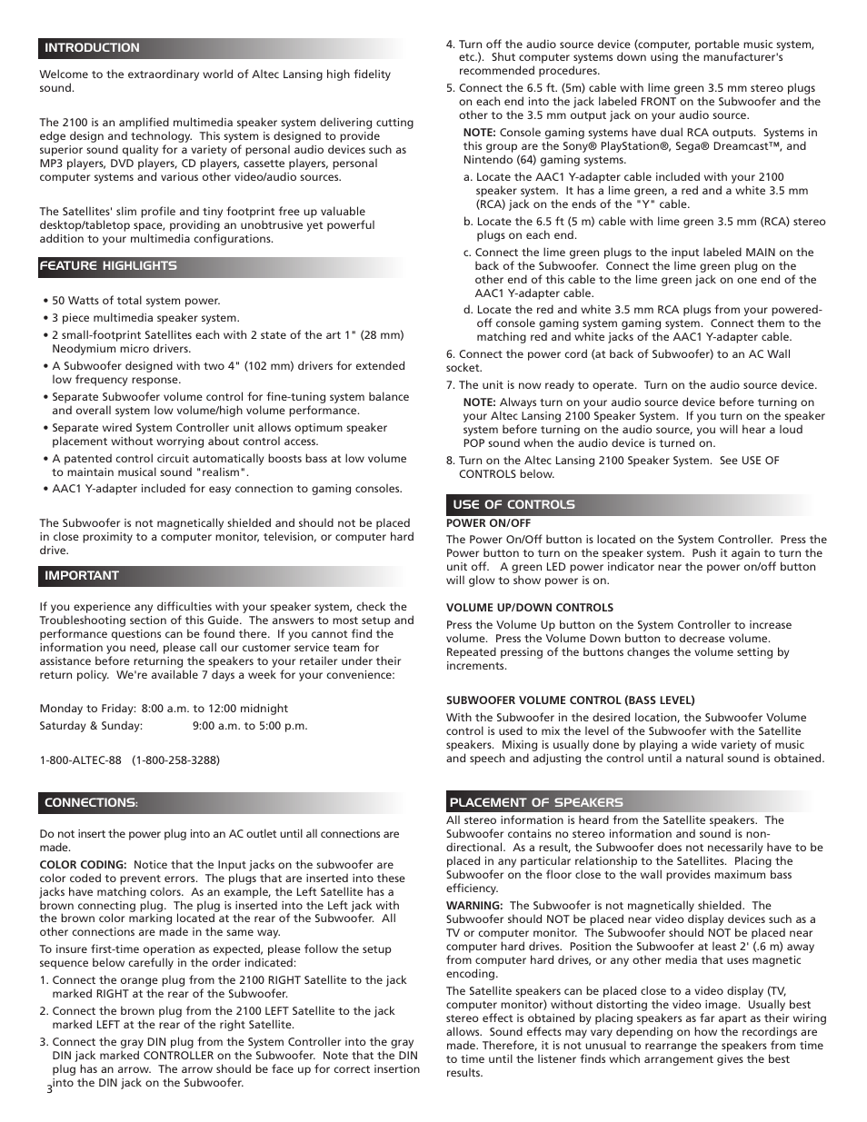 Altec Lansing 2100 User Manual | Page 4 / 7