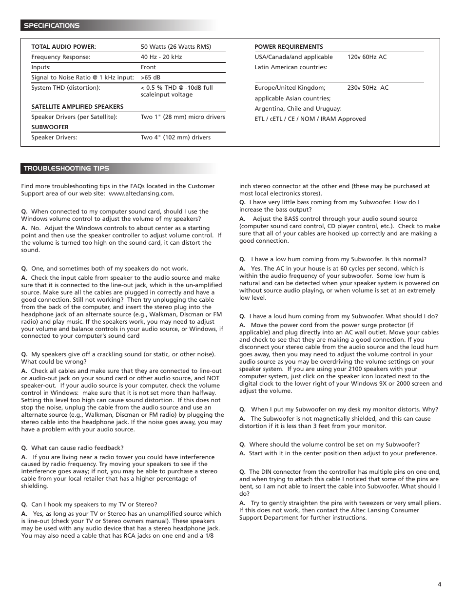 Altec Lansing 2100 User Manual | Page 5 / 7