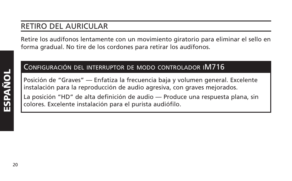 Esp añol | Altec Lansing IM616 User Manual | Page 20 / 28