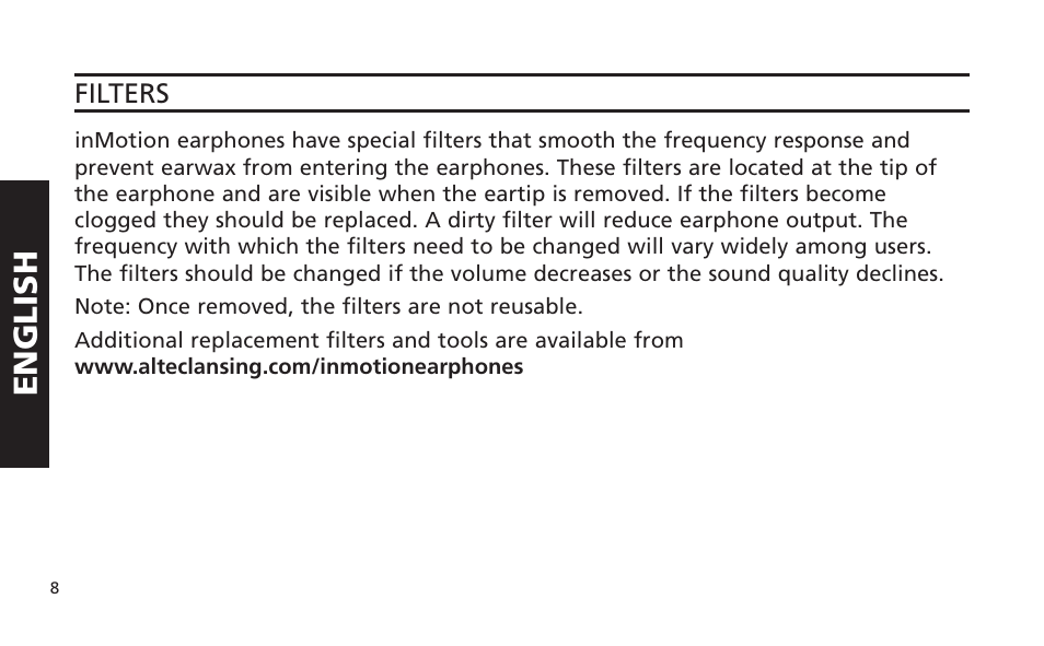 English | Altec Lansing IM616 User Manual | Page 8 / 28