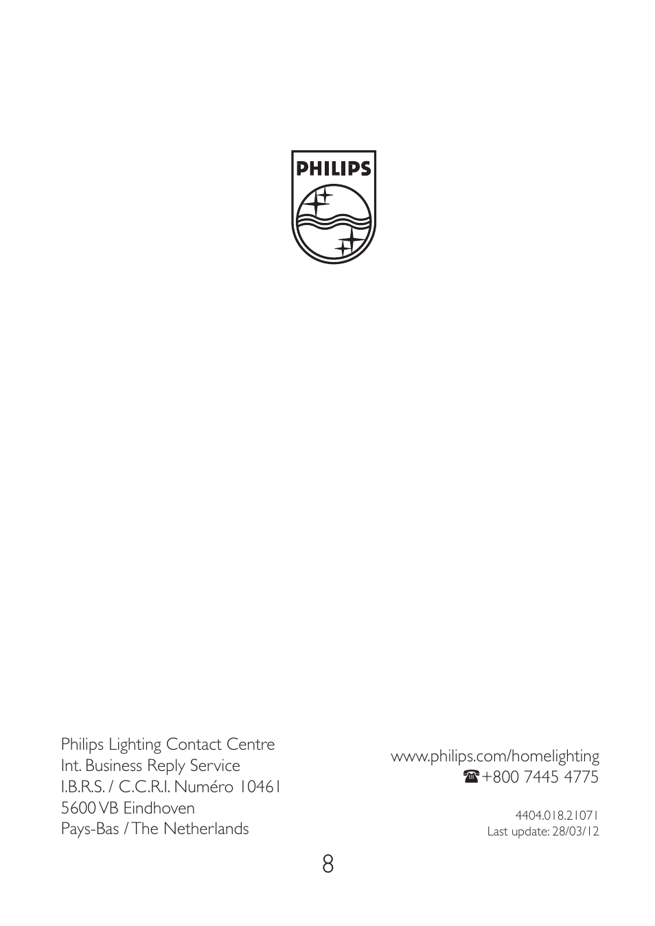 Philips InStyle Plafón User Manual | Page 8 / 8