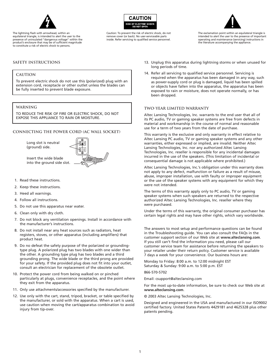Altec Lansing VS4121 User Manual | Page 3 / 46