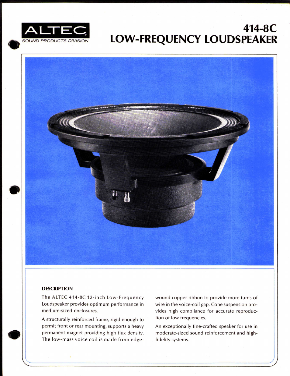 Altec Lansing 414-8C User Manual | 2 pages