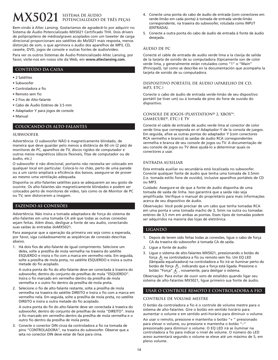 Mx5021 | Altec Lansing THX MX5021 User Manual | Page 16 / 20